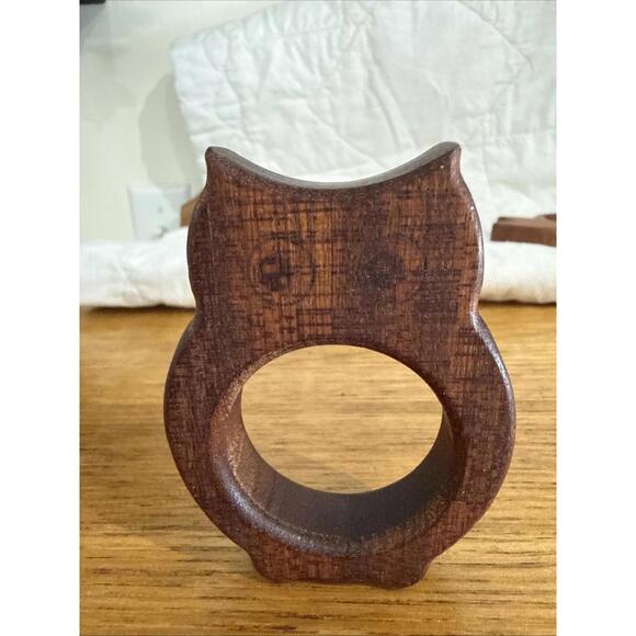 Vtg Handcrafted Wood Animal Napkin Rings 6 Pc Set Bunny Owl Bird Cute Whimsical - Picture 3 of 8